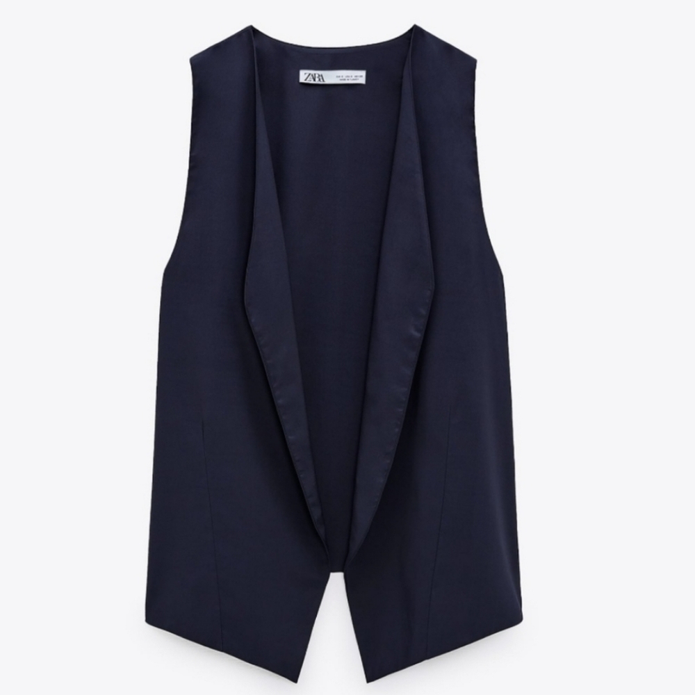 Zara Navy buttonless navy dressy vest